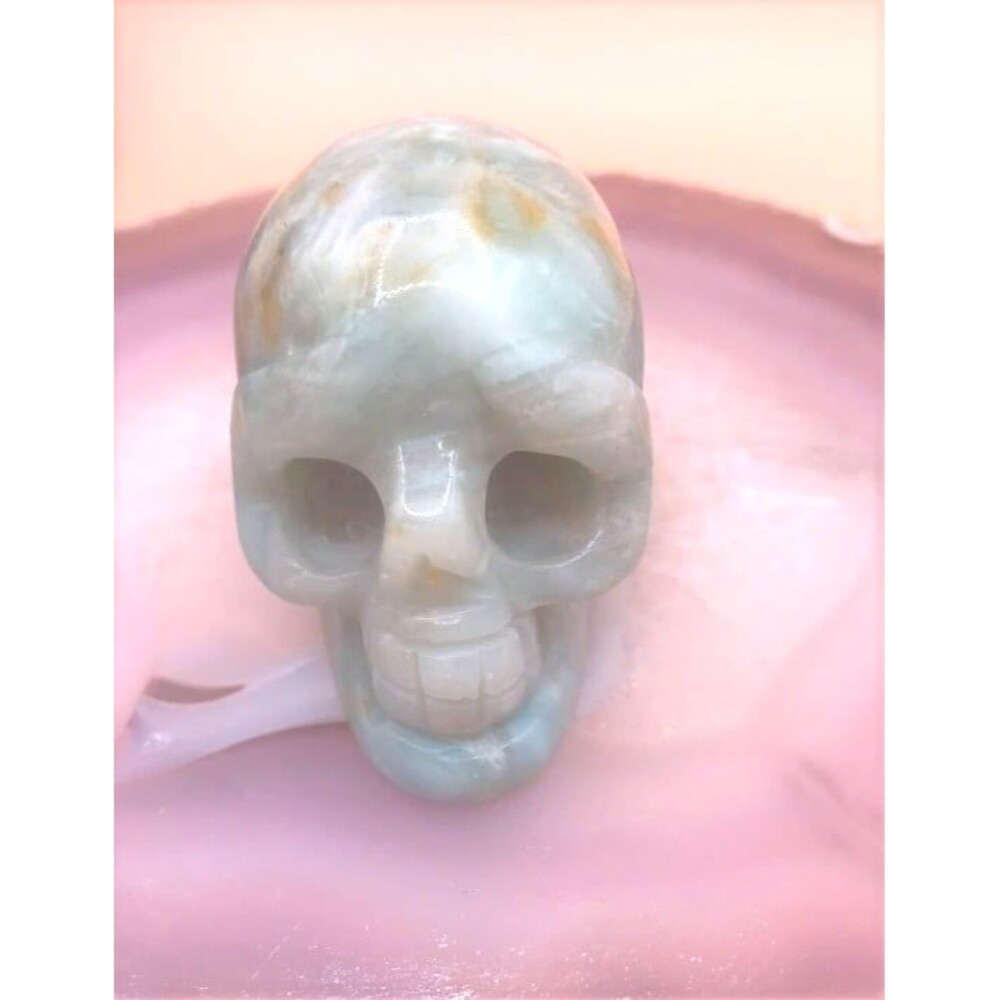 Caribbean Calcite Skull Carving